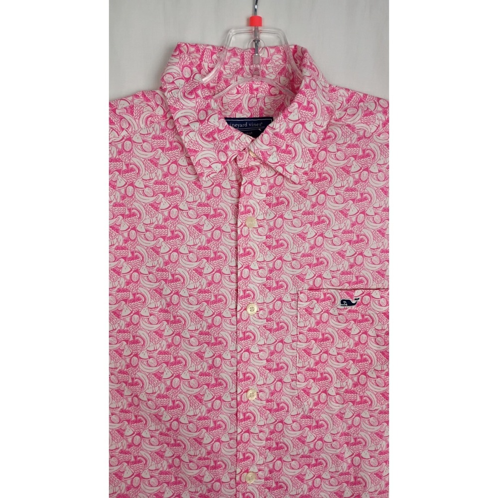 Vineyard Vines Men's Short-Sleeve BVI Fruit Shirt Pink Size S - Picture 3 of 8